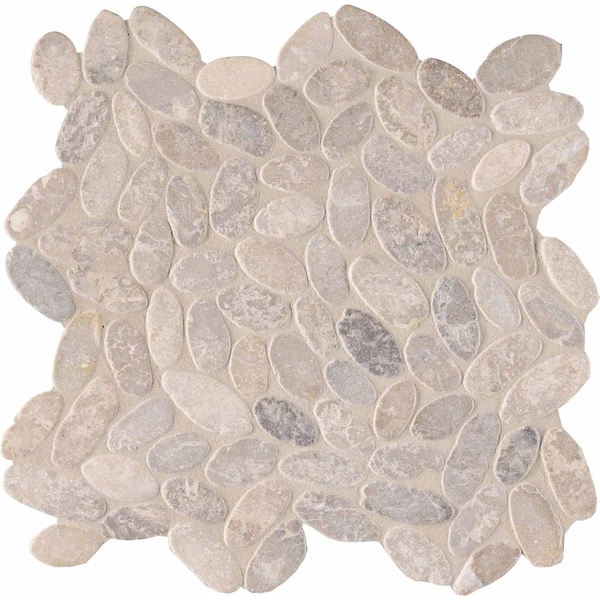 Msi Sliced Pebble Ash SAMPLE Tumbled Marble Mesh-Mounted Mosaic Tile ZOR-MD-0146-SAM - main